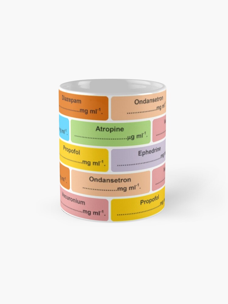 "Anesthesia Drug Label Pattern Anaesthesia" Coffee Mug for Sale by