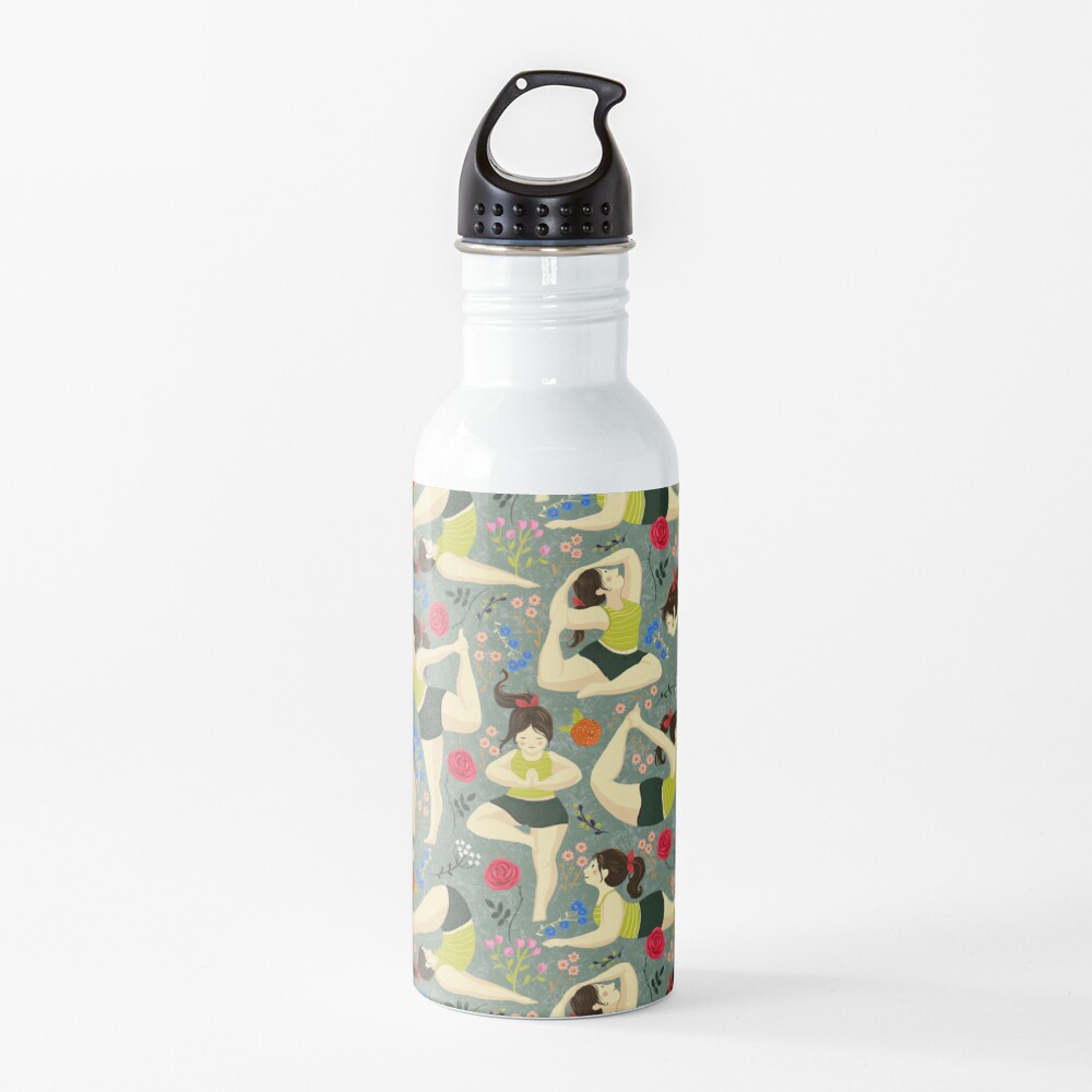 Yoga Love in blue Water Bottle