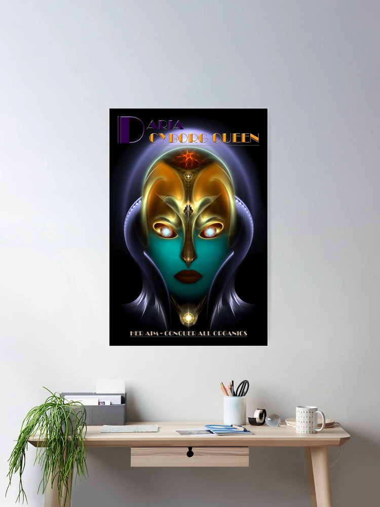 Daria Cyborg Queen Fractal Art Portrait by Xzendor7 Wall Decor Poster Art Print