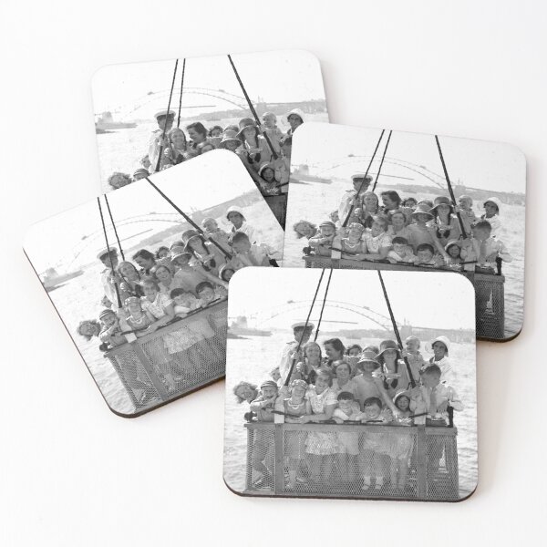 Item preview, A group of children hoisted in a crate on board HMAS AUSTRALIA II December 1930 designed and sold by anmm.