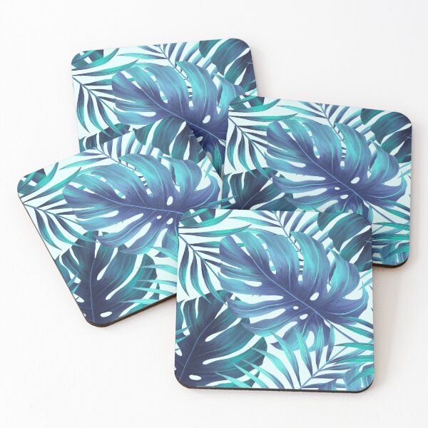 Item preview, blue exotic leaves designed and sold by haroulita.