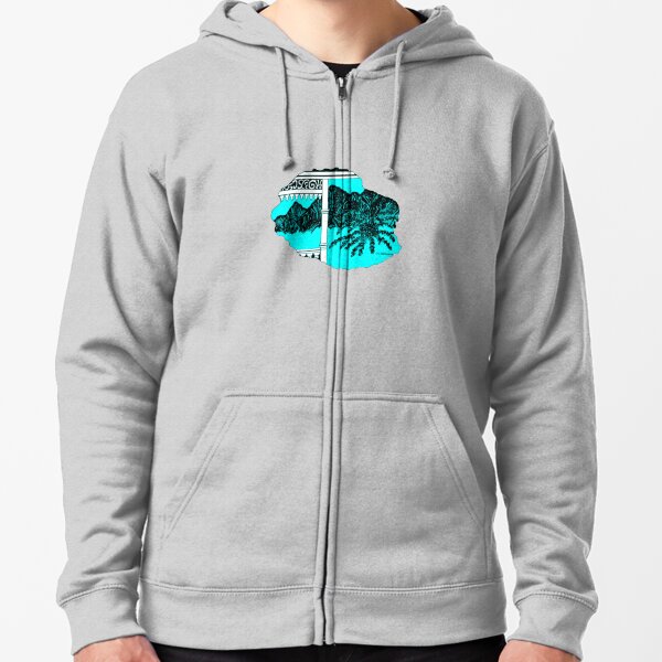 Map of Reunion Island, Indian Ocean, France Zipped Hoodie
