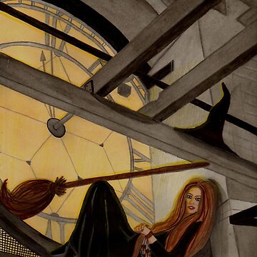 Artwork thumbnail, Clock Tower Witching Hour - Witch Art by Carol Ochs