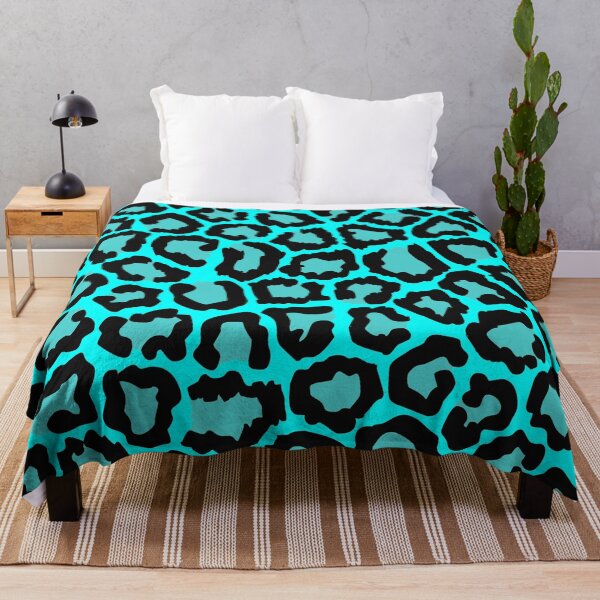 Item preview, Black Blue Aqua Cheetah Leopard spotted fur Animal Africa Pattern designed and sold by funnytshirtemp.