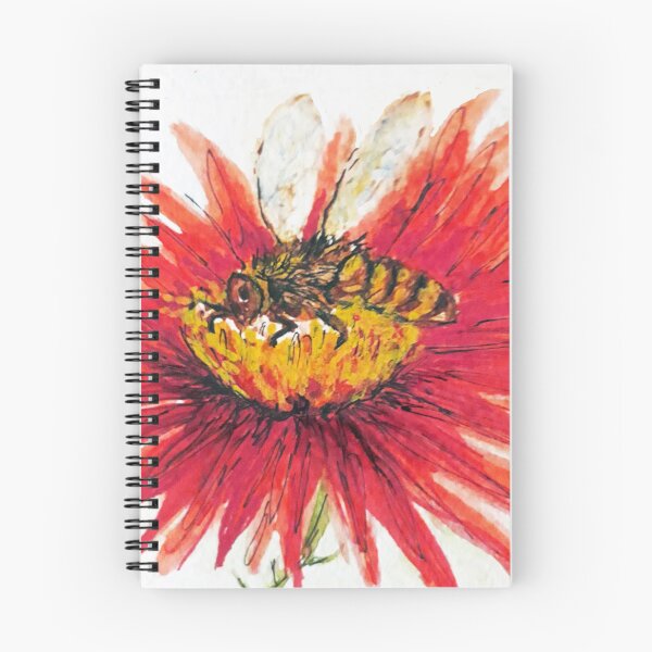 Item preview, Bee watercolor with red flower designed and sold by wildseadesign.