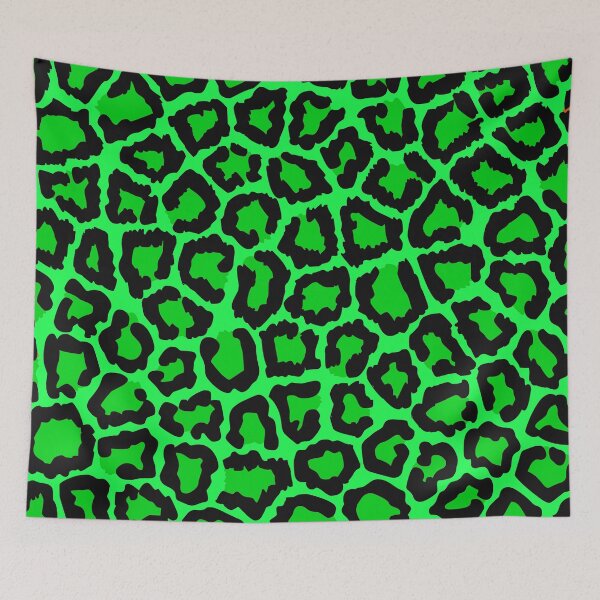 Item preview, Black Fluorescent Green Snow Leopard spotted fur Animal Africa Pattern designed and sold by funnytshirtemp.