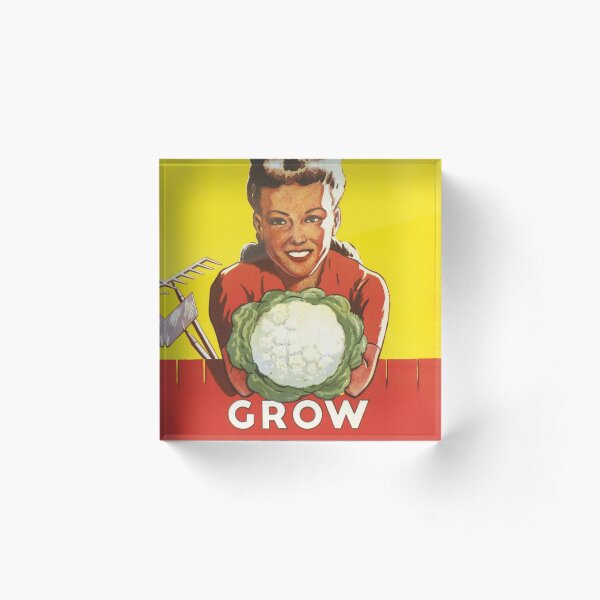 Vintage Dig For Victory Grow Your Own Vegetables WW2 Poster Acrylic Block