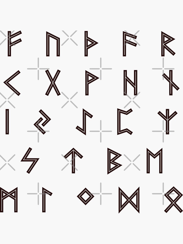 Futhark Rune Alphabet Stickers in Burnt Wood and Inlaid Bone by SolarCross