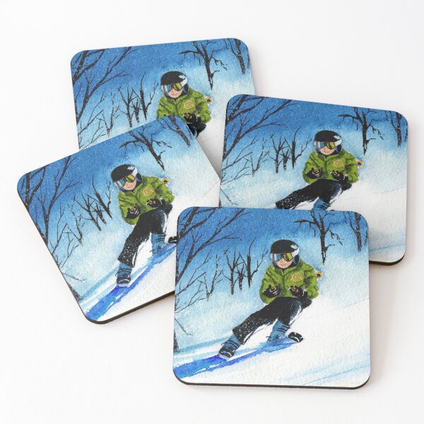 Item preview, Snowy Downhill Ski Run Watercolor designed and sold by MMc Buck.