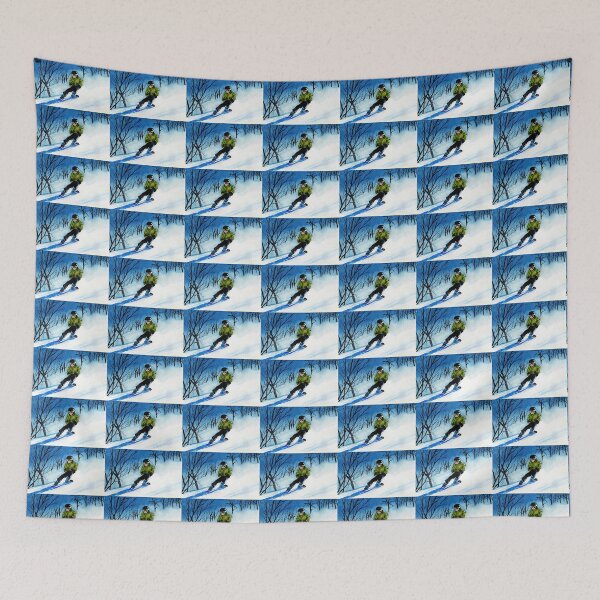 Item preview, Snowy Downhill Ski Run Watercolor designed and sold by MMc Buck.