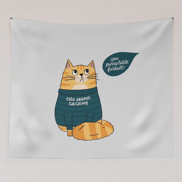 Item preview, Cats against Catcalling - Cat in Statement Shirt  designed and sold by Kerstin Ebner.