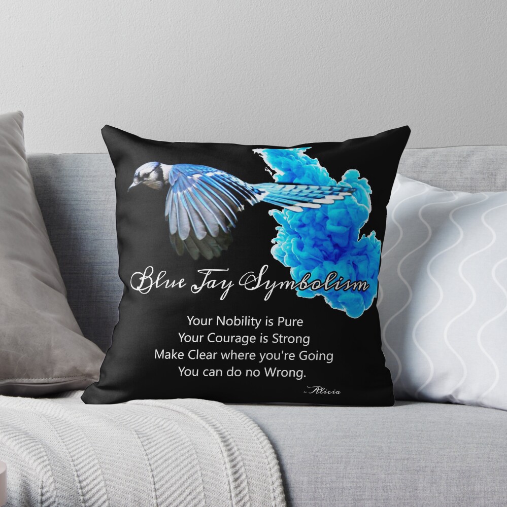 Blue Jay Symbolism Throw Pillow