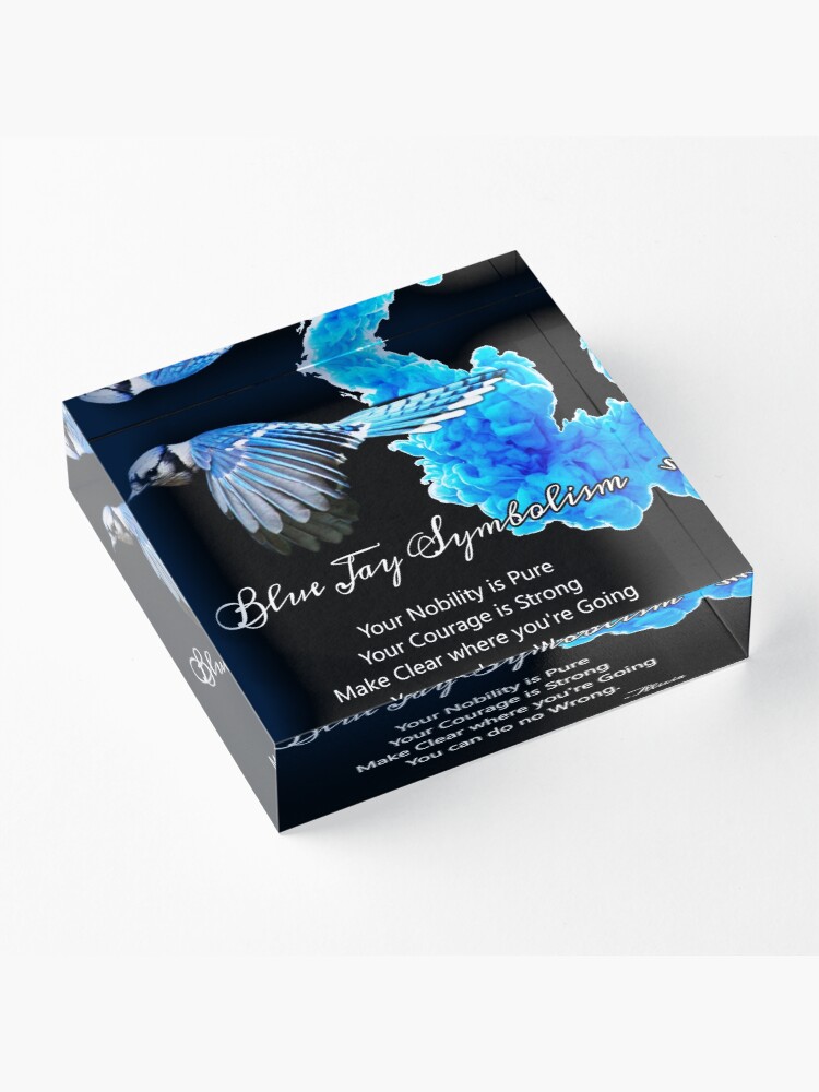 Alternate view of Blue Jay Symbolism Acrylic Block
