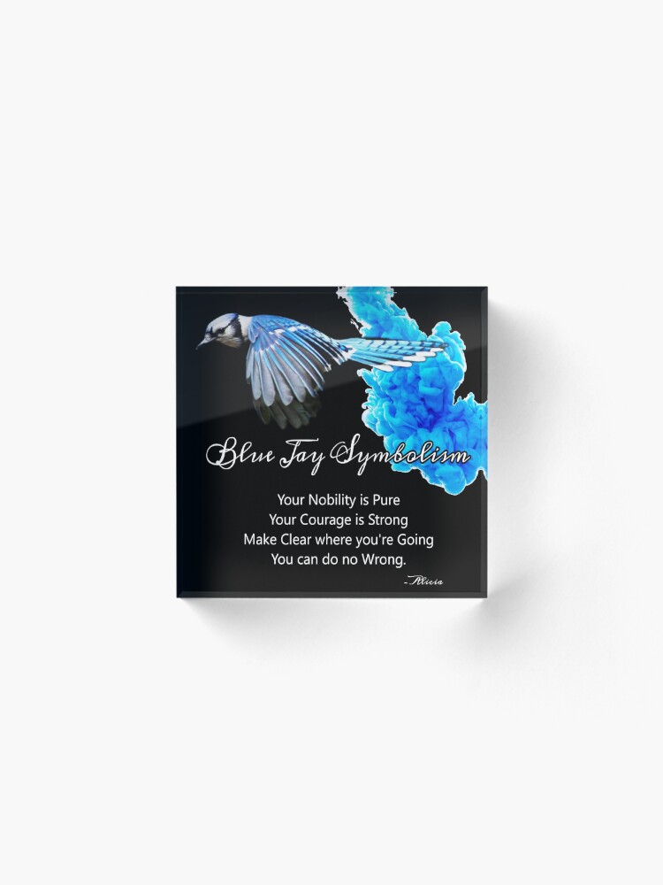 Alternate view of Blue Jay Symbolism Acrylic Block