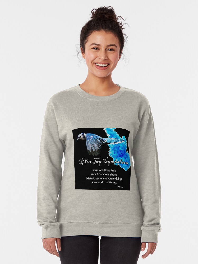 Alternate view of Blue Jay Symbolism Pullover Sweatshirt
