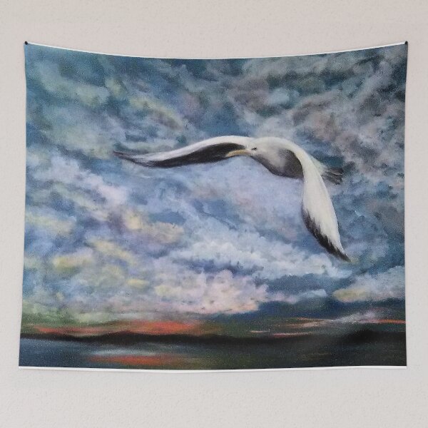 Item preview, JLS in Flight (Jonathan Livingston Seagull reference), original is acrylic on 18x24" canvas. designed and sold by Diana Robbins.