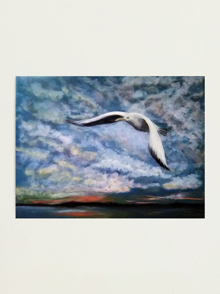 JLS in Flight (Jonathan Livingston Seagull reference), original is acrylic  on 18x24 canvas. Art Print for Sale by Diana Robbins
