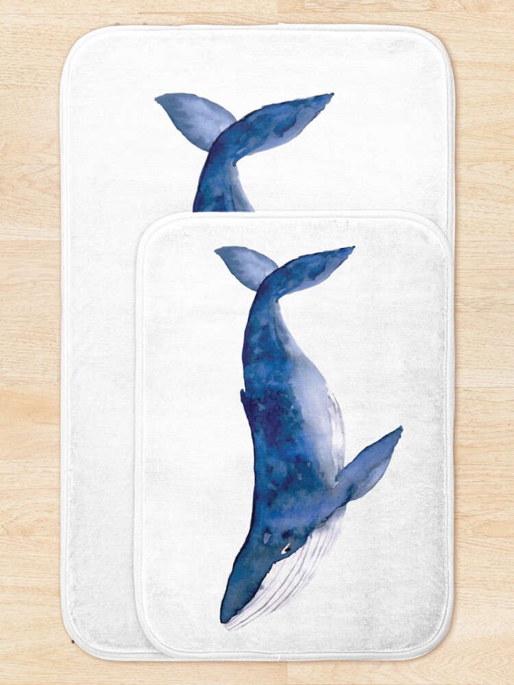 Alternate view of Humpback Whale in watercolor Bath Mat
