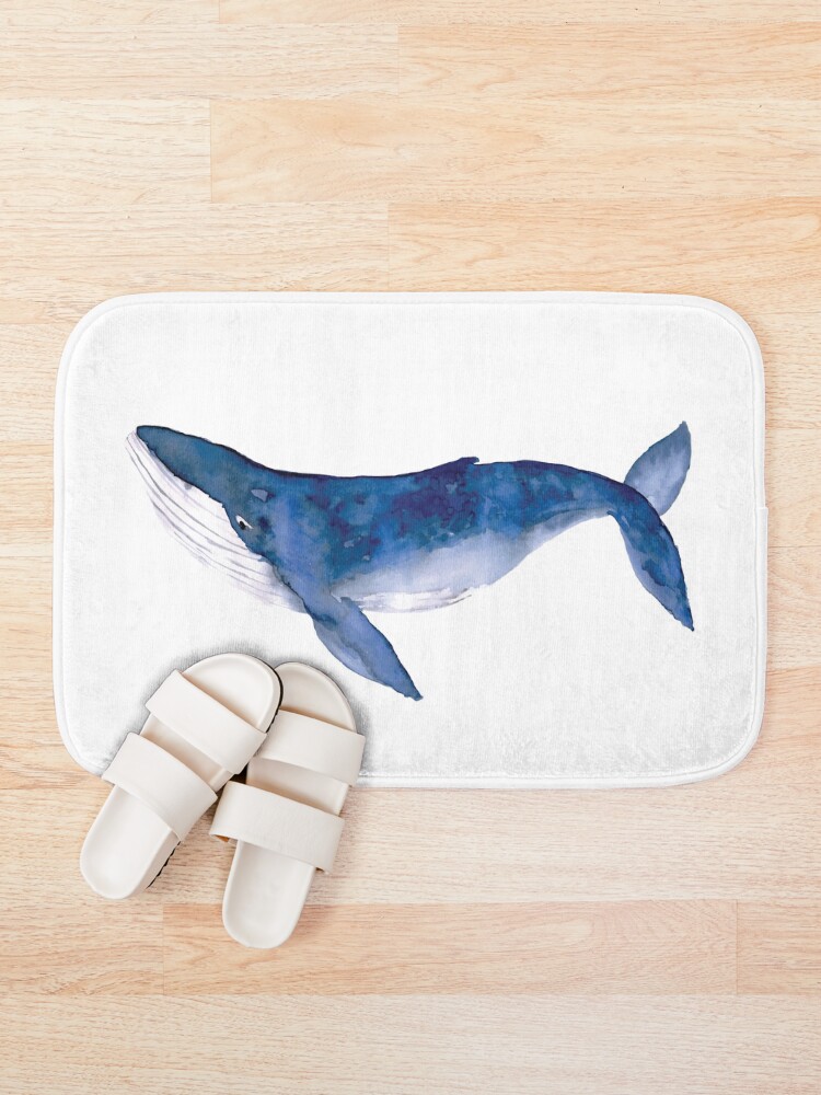 Alternate view of Humpback Whale in watercolor Bath Mat