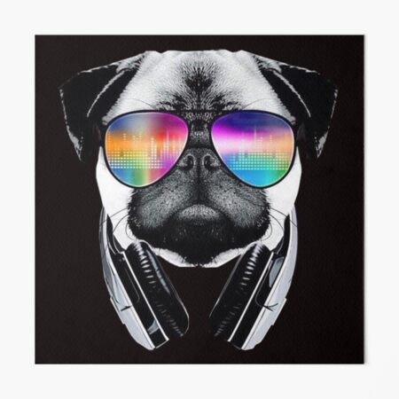 Trippy Pug Dog Wearing Music Equalizer Sunglasses Art Board Print