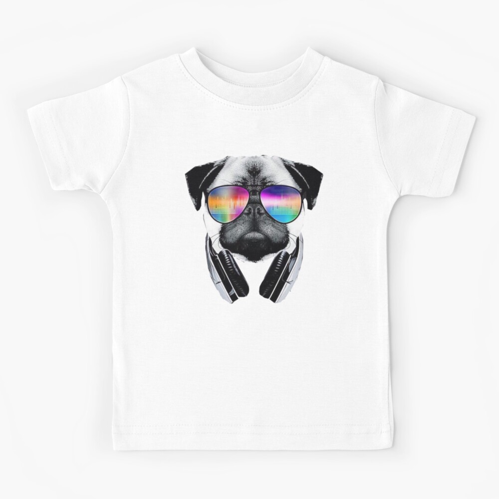 Funny Pug DJ In Sunglasses And Headphones Hoodie Neon Music Sweatshirt 