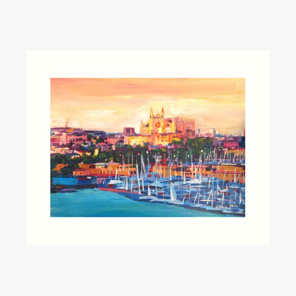 Item preview, Spain Balearic Island Palma De Majorca With Harbour And Cathedral designed and sold by artshop77.