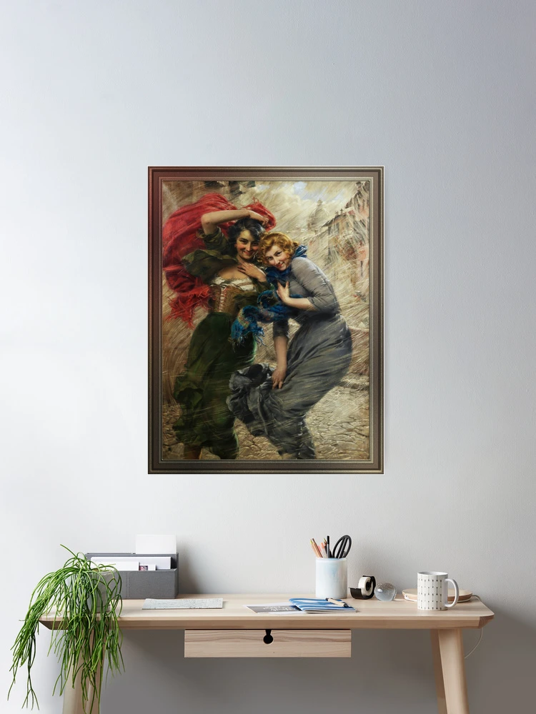Rainy Day by Gaetano Bellei - Beautiful Girls 2 Rainy Day by Gaetano Bellei - Old Masters Reproductions Wall Decor Poster Art Print