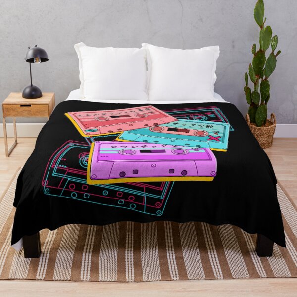 Item preview, Japanese Version: The cute set of retro mixtapes (80s, 90s style) on the black background designed and sold by AnGoArt.