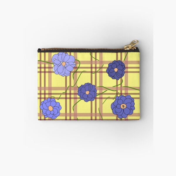 Item preview, Periwinkle Roses on a Cranberry-Yellow Plaid designed and sold by SciFaerie.