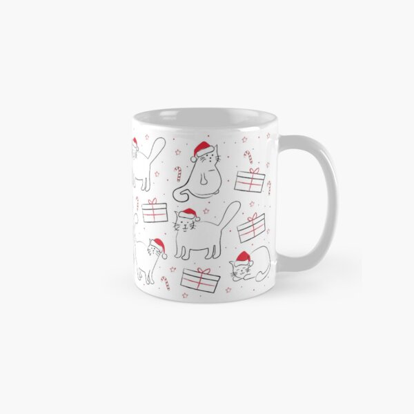 Fat Cats in Santa Hats Pattern Classic Mug