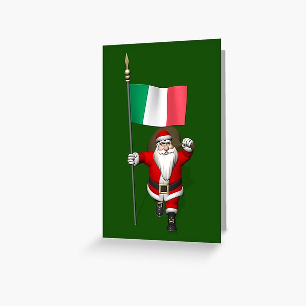 Santa Claus With Flag Of Italy Greeting Card