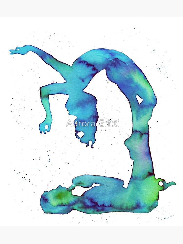 The Balance Acroyoga Fine Art Print Watercolor Painting Yoga Gift