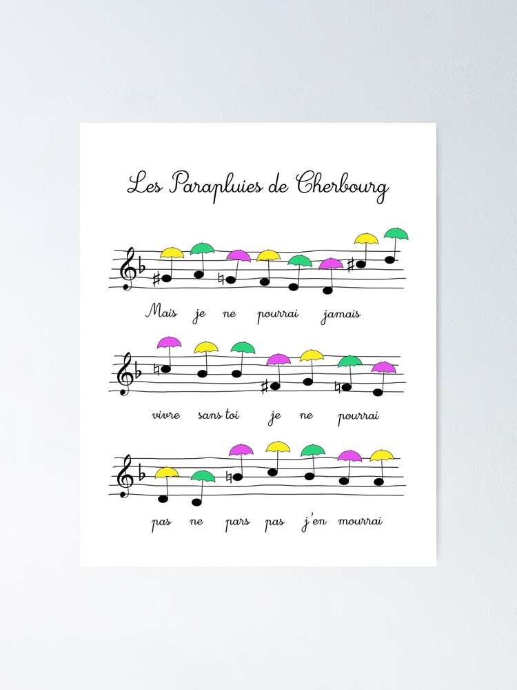 "The Umbrellas of Cherbourg music sheet art Jacques Demy Michel Legrand" Poster for Sale by
