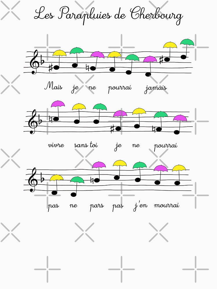 Tshirt « Les Parapluies de Cherbourg music sheet art Jacques Demy