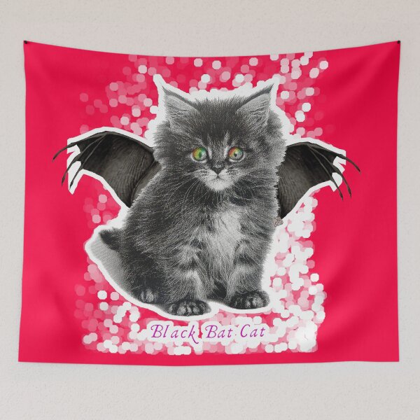 Item preview, Black Bat Cat - Rainbow Eyes (By ACCI) White Snow designed and sold by VanyssaGraphics.