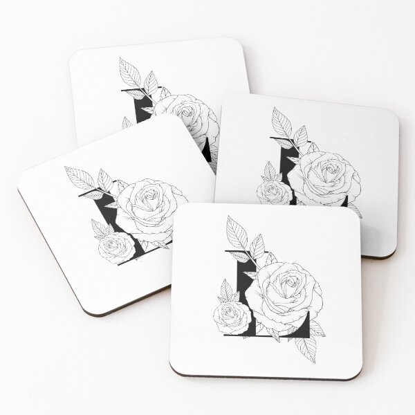 Item preview, Monogram Letter L with Rose Line Art designed and sold by GraphicsbyNel.