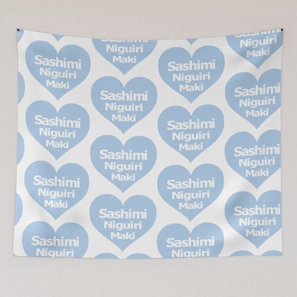 Item preview, heart blue sushi, sashimi niguiri maki designed and sold by AllShirts21.