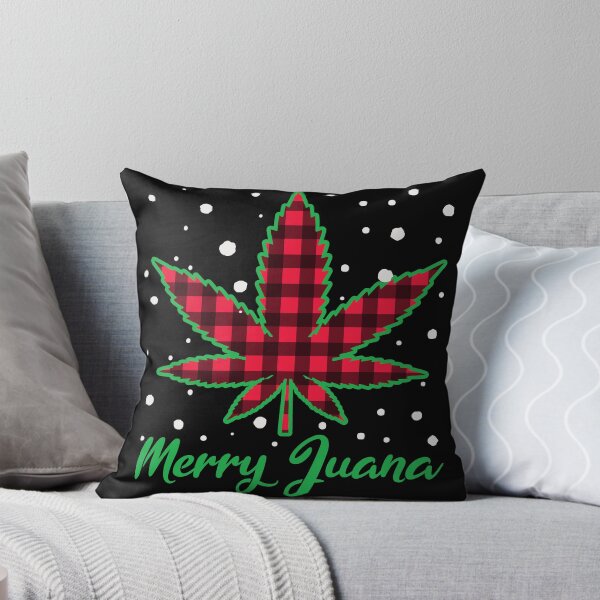 Item preview, Christmas Plaid Marijuana Leaf Merry Juana Lettering designed and sold by okpinsPets.