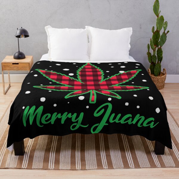 Item preview, Christmas Plaid Marijuana Leaf Merry Juana Lettering designed and sold by okpinsPets.
