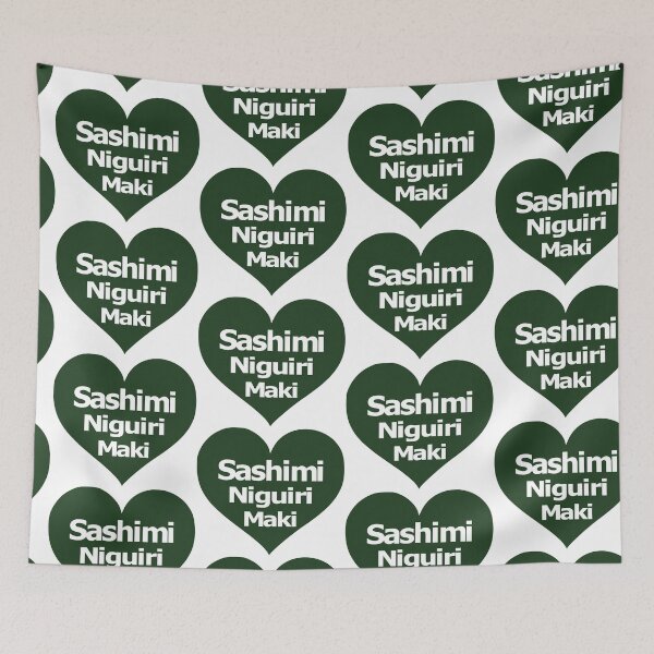 Item preview, heart green sushi, sashimi niguiri maki designed and sold by AllShirts21.