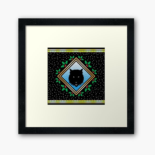 The Wolves Are Running Snowy Night Fresco Framed Art Print