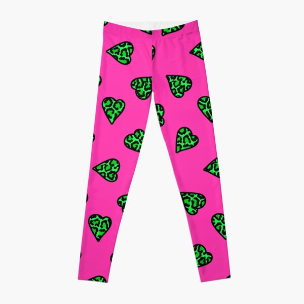 Think Happy Thoughts Neon Pink Leopard Leggings