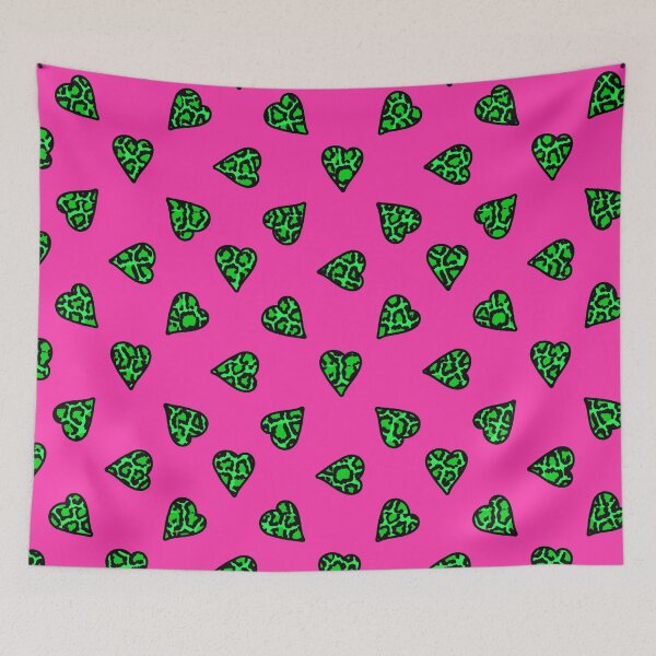 Item preview,  Pink Green Leopard hearts spotted fur Animal Pattern designed and sold by funnytshirtemp.
