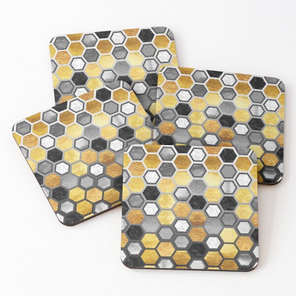Item preview, Hive honeycomb metallic abstract geometric pattern designed and sold by Glimmersmith.