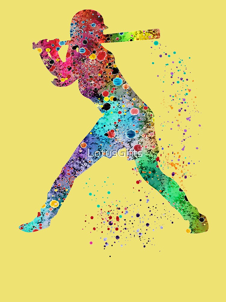 Softball Batter Girl Player Watercolor Art Blue Print Softball