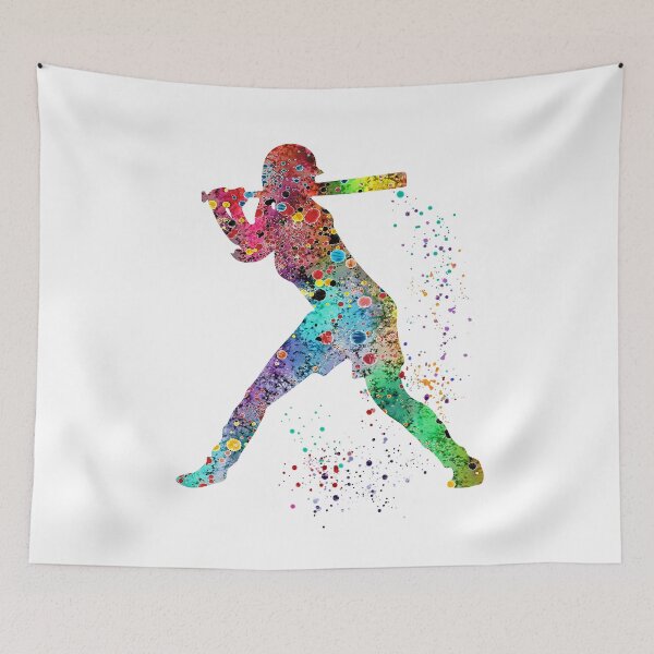 Item preview, Girl Baseball Softball Batter Watercolor Painting Art Gifts designed and sold by LotusGifts.