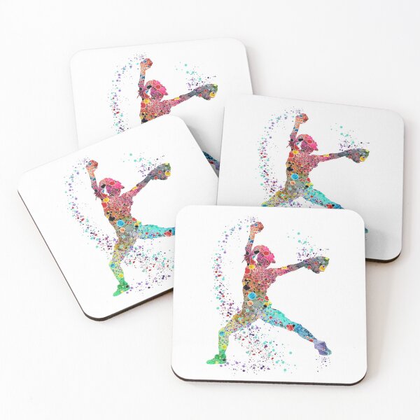 Item preview, Girl Baseball Softball Pitcher Watercolor Painting Art Print designed and sold by LotusGifts.