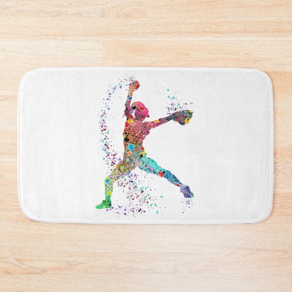 Item preview, Girl Baseball Softball Pitcher Watercolor Painting Art Print designed and sold by LotusGifts.