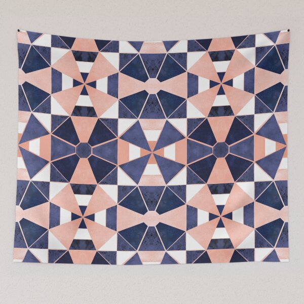 Item preview, Kaleidoscope geometric shapes // metal rose and blue designed and sold by SelmaCardoso.