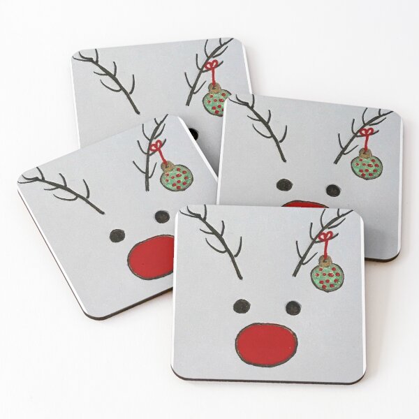 Item preview, Moose with Christmas ball and red nose designed and sold by Lalamalt.